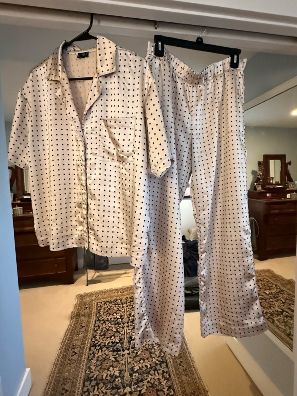 Soma Blush Pink Pajama Set with Gray Dot Print